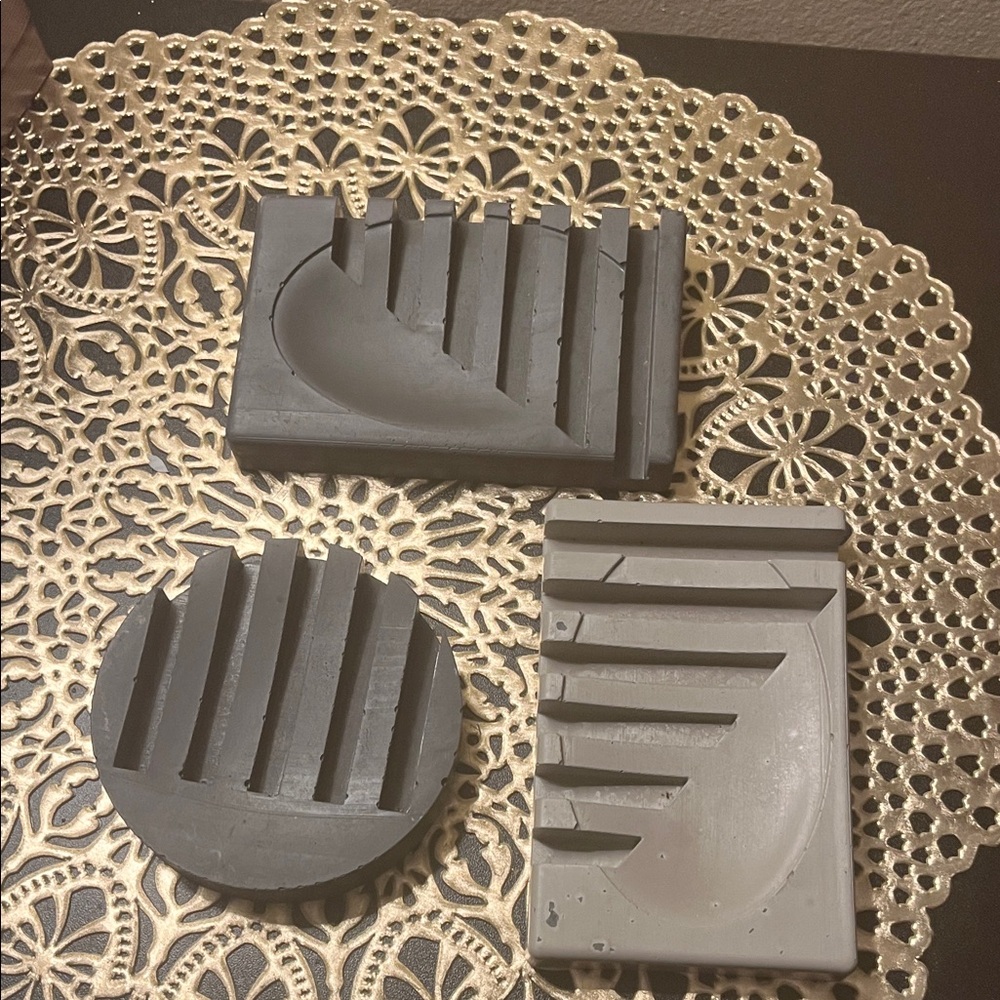 Gray Geometric Soap Dishes
